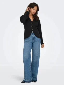 Only Onlnaomi L/S Cardigan Swt 4912045 Black Gold Buttons