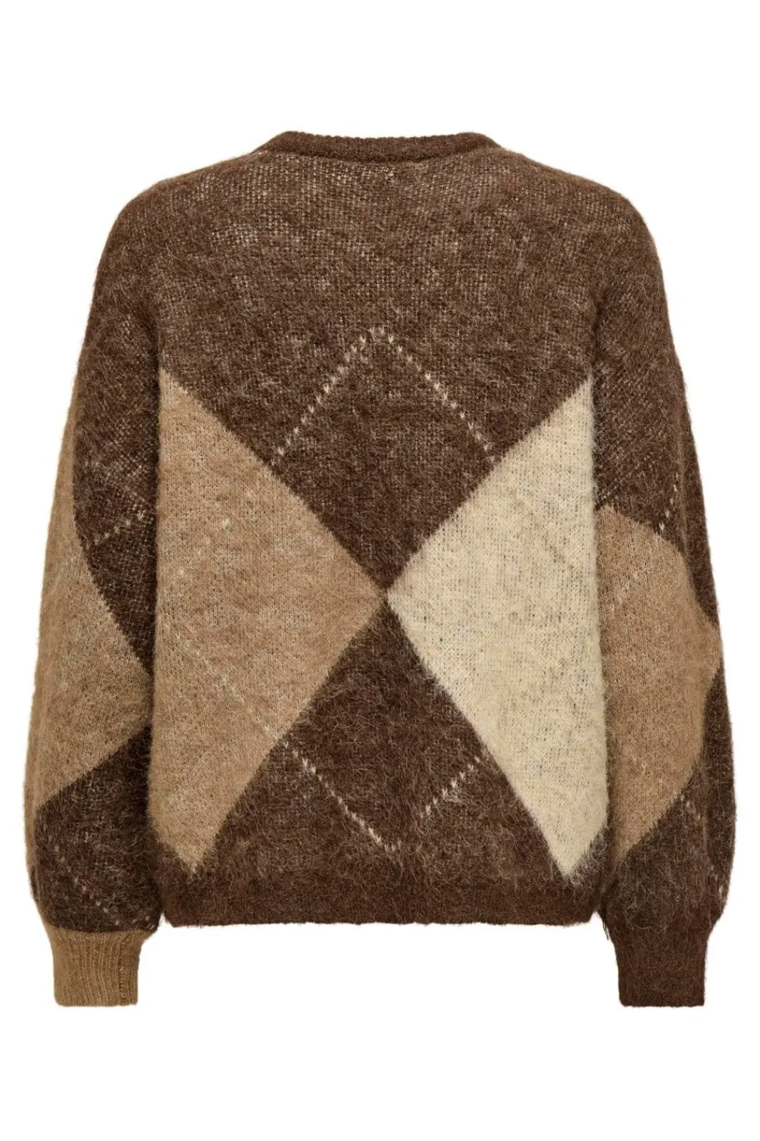 New Only Onlnoeme Life Ls Jq O-Neck Nca Knt 4894899 Chestnut Cocoa Creme/Biscotti/Melange/Argyle