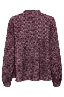 Hot Only Onlnova Life Vis L/S Monica Top 4855005 Cabernet 705 Graphic Ivy