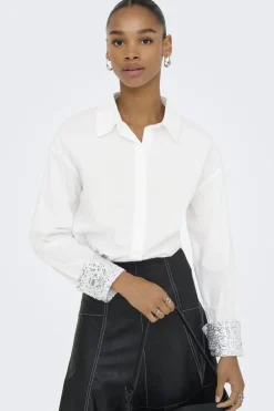 Hot Only Onlpanama Ls Sequines Mix Shirt 4841579 Bright White