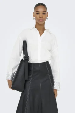 Hot Only Onlpanama Ls Sequines Mix Shirt 4841579 Bright White