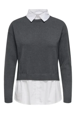 Sale Only Onlpayson Ls Mix Pullover Knt 4894557 Dark Grey Melange Cloud Dancer Woven