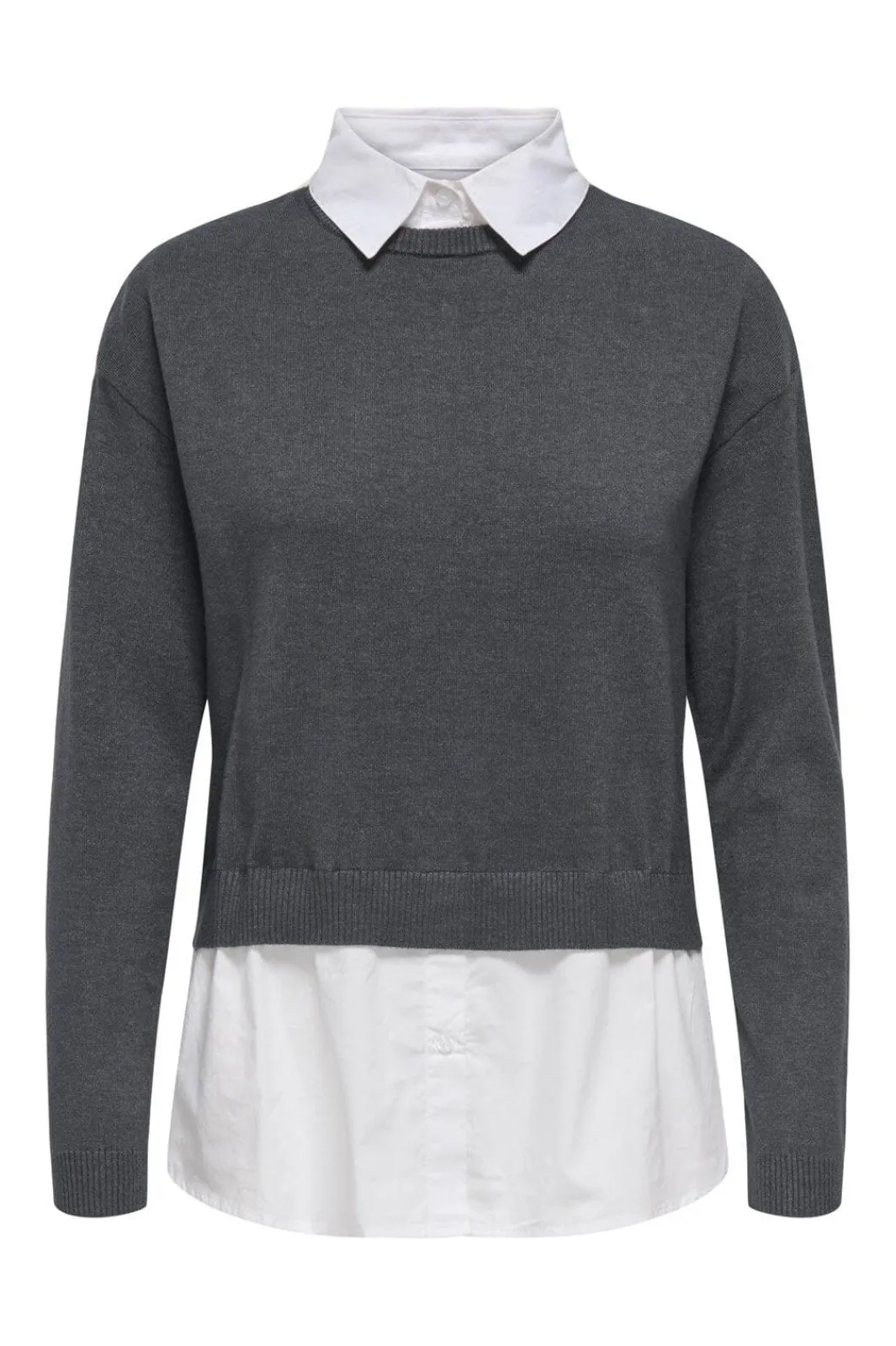 Sale Only Onlpayson Ls Mix Pullover Knt 4894557 Dark Grey Melange Cloud Dancer Woven