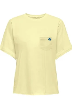 Outlet Only Onlpetrea Life S/S Summer Top 4863875 Yellow Iris Flower