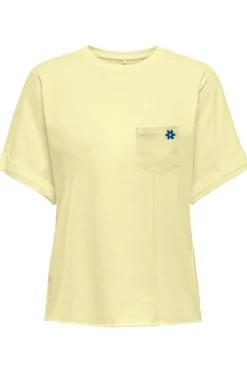 Outlet Only Onlpetrea Life S/S Summer Top 4863875 Yellow Iris Flower