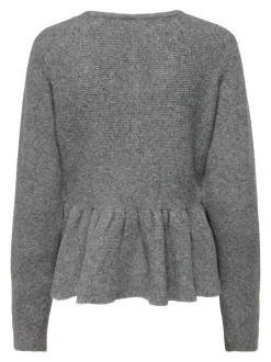Sale Only Onlpiruet Ls Peplum Cardigan Knt 4994972 Light Grey Melange Dtm Button
