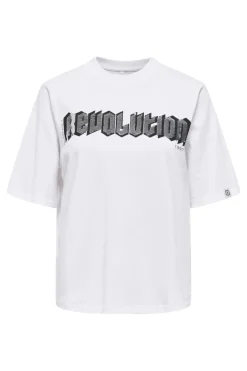 New Only Onlpuri Life S/S Top Box Pri 4955265 Bright White Revolution + Label Puri Thunder