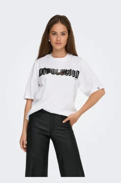 New Only Onlpuri Life S/S Top Box Pri 4955265 Bright White Revolution + Label Puri Thunder