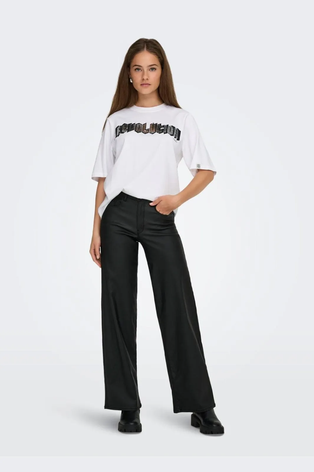 New Only Onlpuri Life S/S Top Box Pri 4955265 Bright White Revolution + Label Puri Thunder