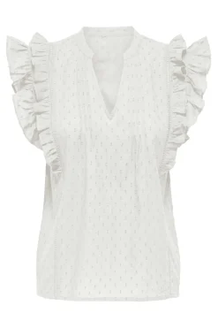 Outlet Only Onlraina S/L V-Neck Ruffle Top Ox 4925991 Cloud Dancer