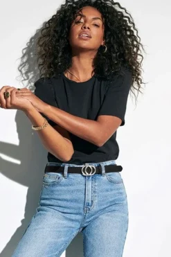 Best Only Onlrasmi Faux Leather Jeans Belt 3310096 Black Black/ Shiny Silver Buckle