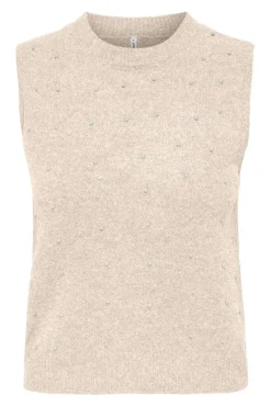 Online Only Onlrenata Sl O-Neck Pearl Vest Knt 4894522 Whitecap Gray White Pearls