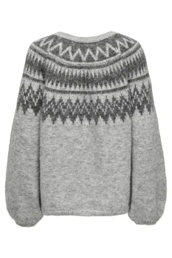 Only Onlreykja Ls O-Neck Knt 4806702 Light Grey Melange Dark Grey Melange