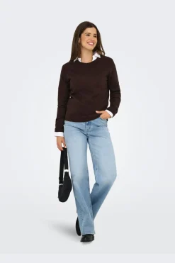 Clearance Only Onlrica L/S Pullover Knt 4824236 Chocolate Torte W. Melange