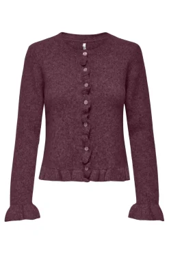 Sale Only Onlrima Life Ls Frill Butto Cardi Knt 4953522 Burgundy Dtm Button