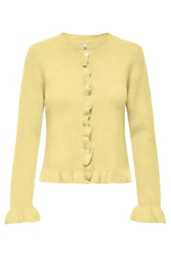 Best Only Onlrima Life Ls Frill Butto Cardi Knt 4953521 Lemon Meringue Dtm Button