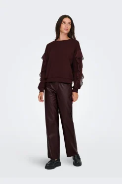 Outlet Only Onlscarlet L/S Flounce Swt 4910454 Decadent Chocolate