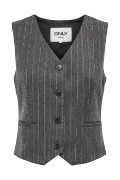 Sale Only Onlsiga Life S/L Hb Rhine Waistcoat Tlr 4857887 Dark Grey Melange Pinstripe W. Rhinestone