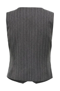 Sale Only Onlsiga Life S/L Hb Rhine Waistcoat Tlr 4857887 Dark Grey Melange Pinstripe W. Rhinestone
