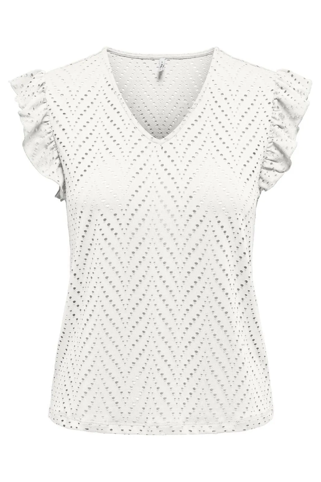 Online Only Onlsmilla S/L V-Neck Frill Top 4793555 Cloud Dancer Boho