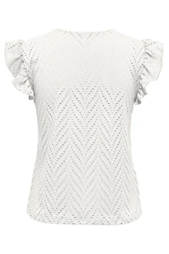 Online Only Onlsmilla S/L V-Neck Frill Top 4793555 Cloud Dancer Boho