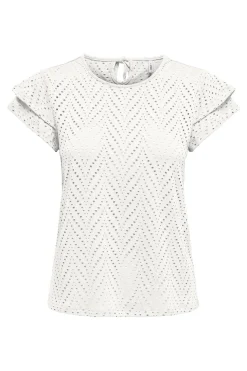Clearance Only Onlsmilla S/S O-Neck Frill Top 4766296 Cloud Dancer Boho