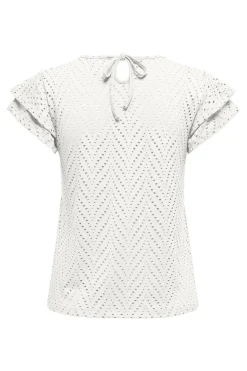 Clearance Only Onlsmilla S/S O-Neck Frill Top 4766296 Cloud Dancer Boho