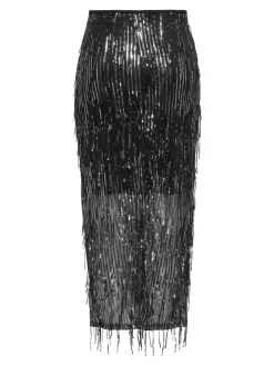 Only Onlspacy Long Sequins Skirt 4877211 Black W. Silver Sequins