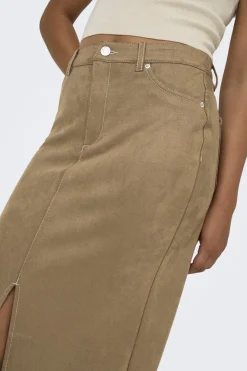 Outlet Only Onlstina Life Faux Suede Skirt Cc 4786482 Cocoa Créme W Contrast Stitch