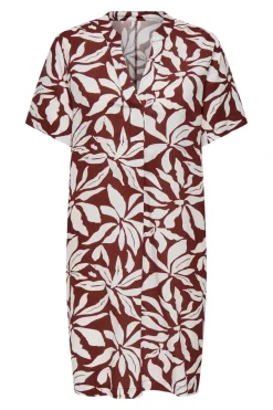 Sale Only Onlsusi Life Ss V-Neck Tunic Dress Wnn 4881759 Fired Brick Graphic Flowers