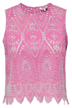 Hot Only Onltulum Sl Emb Top 4764210 Fuchsia Pink Bright White Emb.