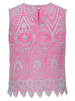 Hot Only Onltulum Sl Emb Top 4764210 Fuchsia Pink Bright White Emb.