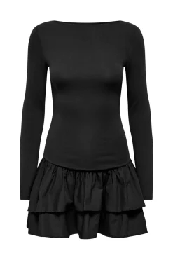 Outlet Only Onlvega L/S Boatneck Mix Dress Box 4978821 Black Black Woven Bottom