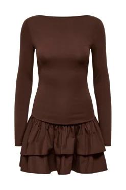 Sale Only Onlvega L/S Boatneck Mix Dress Box 4978822 Chicory Coffee Chicory Coffee Woven Bottom