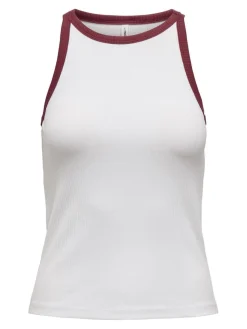 Clearance Only Onlvela Life S/L Top 4787535 Bright White Ruby Wine Binding
