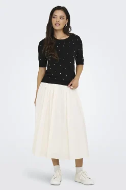 New Only Onlvenice Life Ss Pearl O-Neck Knt 4894634 Black White Pearls