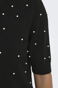New Only Onlvenice Life Ss Pearl O-Neck Knt 4894634 Black White Pearls