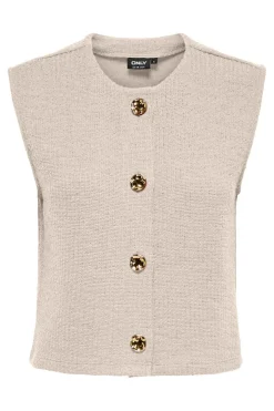 Outlet Only Onlvicki Button Vest Swt 5065539 Pumice Stone Gold Buttons