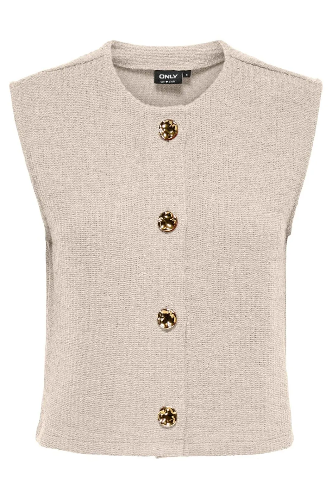 Outlet Only Onlvicki Button Vest Swt 5065539 Pumice Stone Gold Buttons
