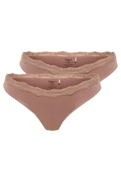 Discount Only Onlvicky Lace Thong 2-Pack Acc 4822906 Cognac 2Xpack