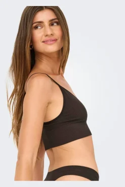 Only Onlvicky Rib Seamless Vneck Top Acc 4819326 Seal Brown