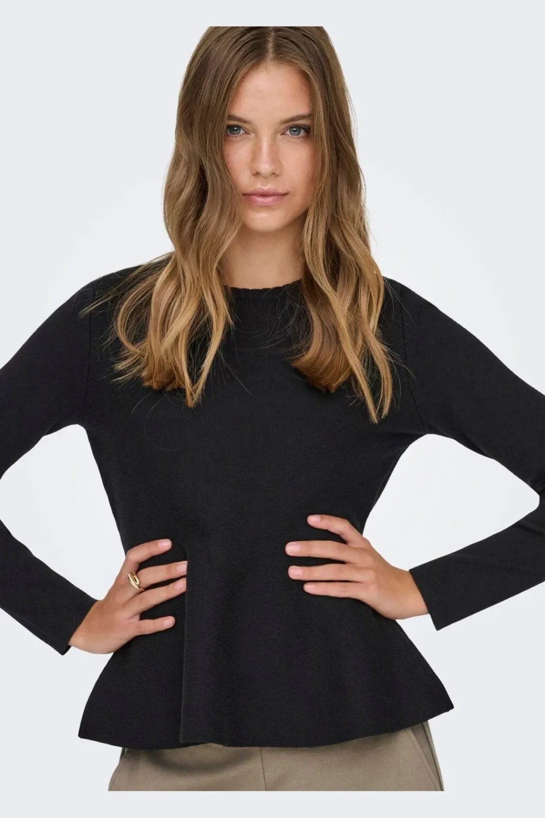 Discount Only Onlvilda Ls Peplum O-Neck Knt 5026293 Black