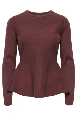Online Only Onlvilda Ls Peplum O-Neck Knt 5026295 Rum Raisin