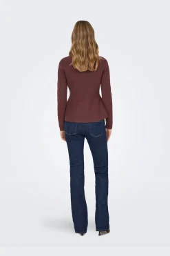 Online Only Onlvilda Ls Peplum O-Neck Knt 5026295 Rum Raisin