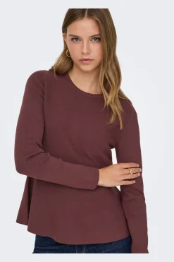 Online Only Onlvilda Ls Peplum O-Neck Knt 5026295 Rum Raisin