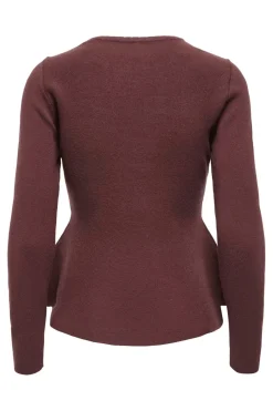 Online Only Onlvilda Ls Peplum O-Neck Knt 5026295 Rum Raisin