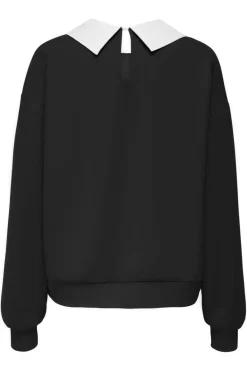 Online Only Onlwillow L/S O-Neck Emb. Ub Swt 4891810 Black Cloud Dancer Woven