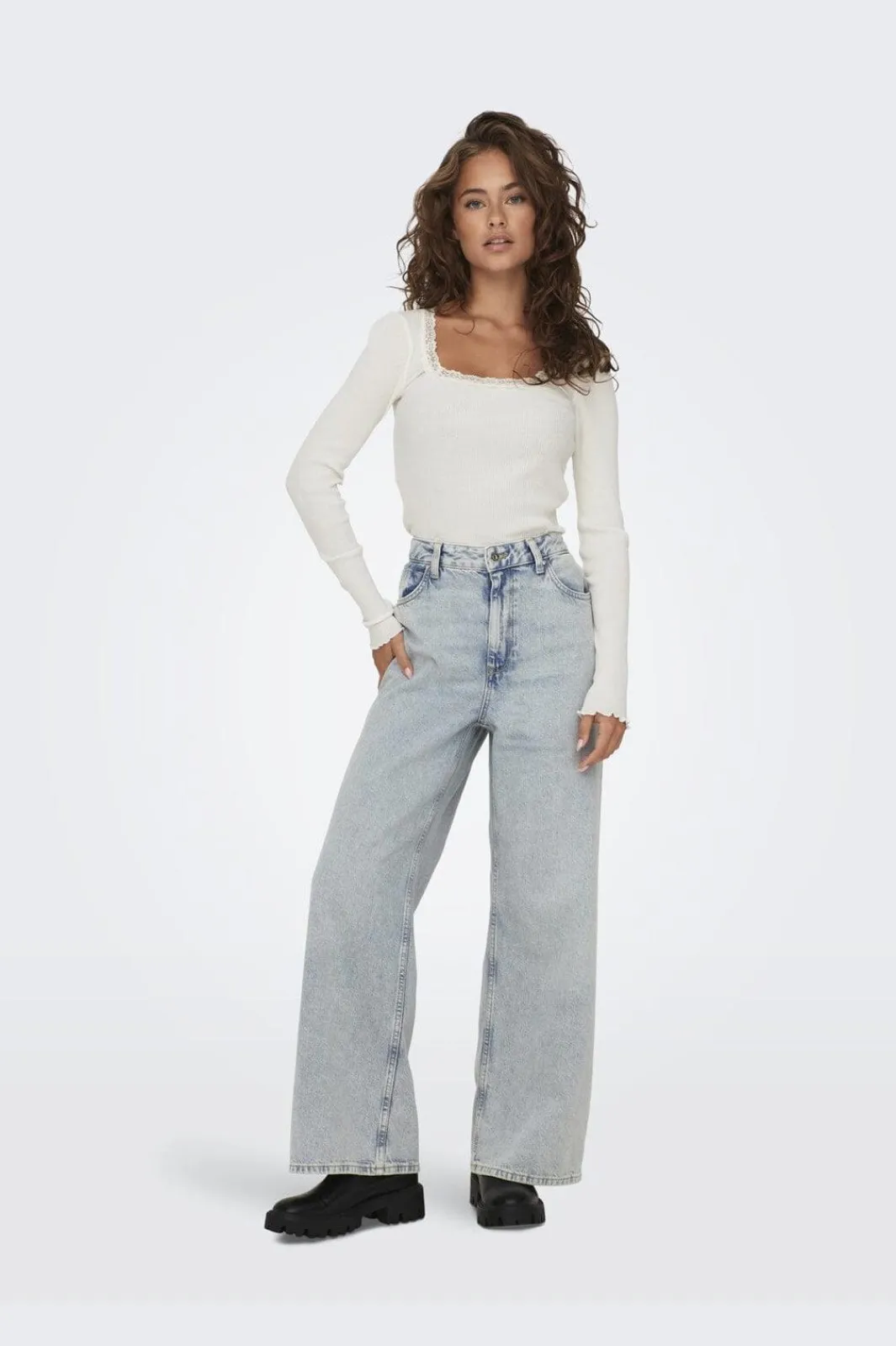 Discount Only Onlxena L/S Lace Top 4371280 Cloud Dancer