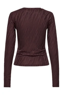 Clearance Only Onlzele L/S Roundneck Top 4916070 Decadent Chocolate Jose Zebra