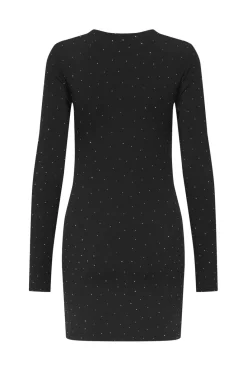 Hot Only Onlzita L/S O-Neck Short Dress Bf 4869220 Black Silver Rhinestones